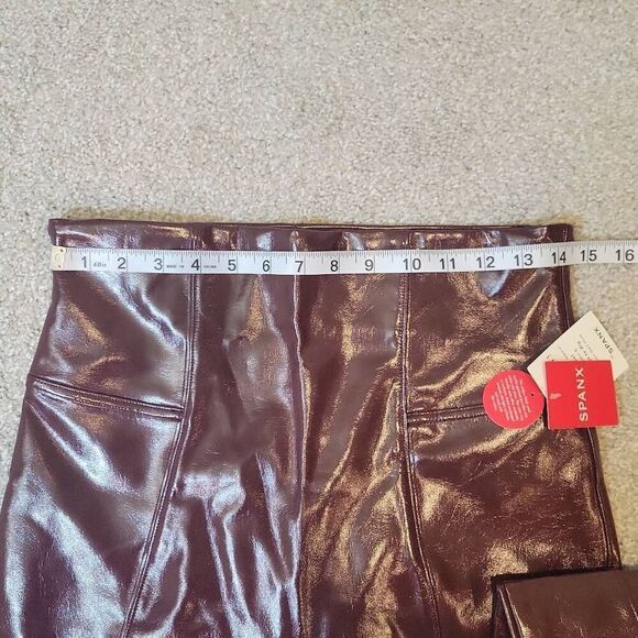 SPANX FAUX PATENT LEATHER Leggings Pants Ruby Size L - Picture 5 of 8